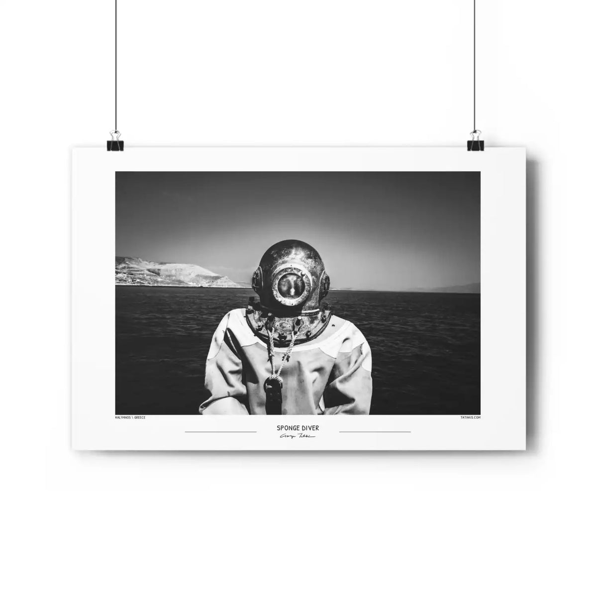 The Sponge Diver | Black-and-White photography Wall Art Poster from Greece, by George Tatakis - hanging poster