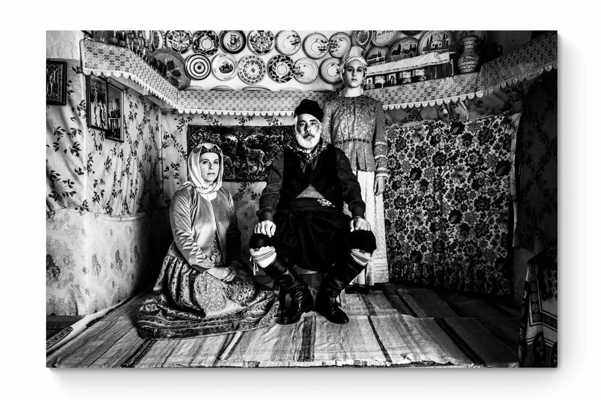 Black and White Photography Wall Art Greece | Traditional costumes of Afantou in a local house Rhodes by George Tatakis - whole photo
