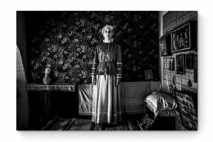 Black and White Photography Wall Art Greece | Traditional costume of Afantou in a local house Rhodes by George Tatakis - whole photo