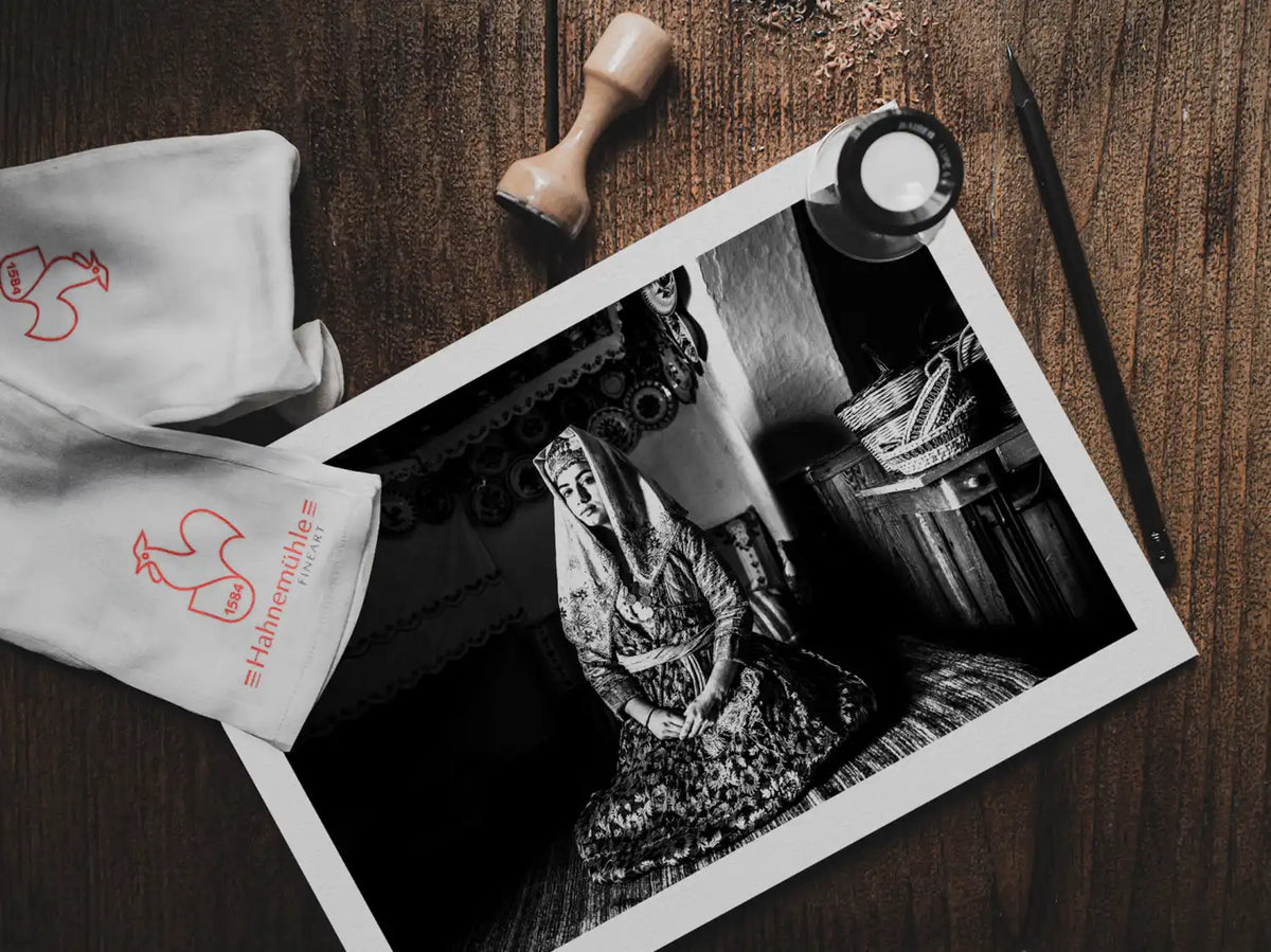 Black and White Photography Wall Art Greece | The traditional costume of Archangelos in a house Rhodes by George Tatakis - photo print on table