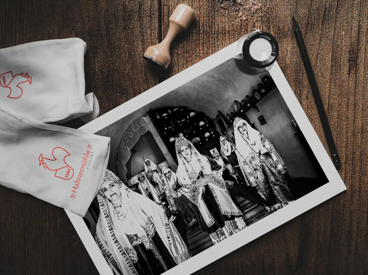 Black and White Photography Wall Art Greece | Costume of Astypalaea in a traditional house Dodecanese Greece by George Tatakis - photo print on table