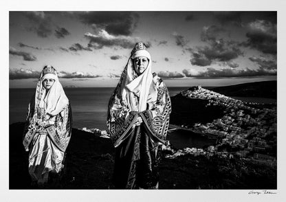 Black and White Photography Wall Art Greece | Costume of Astypalaea on a cliff overlooking the town Dodecanese by George Tatakis