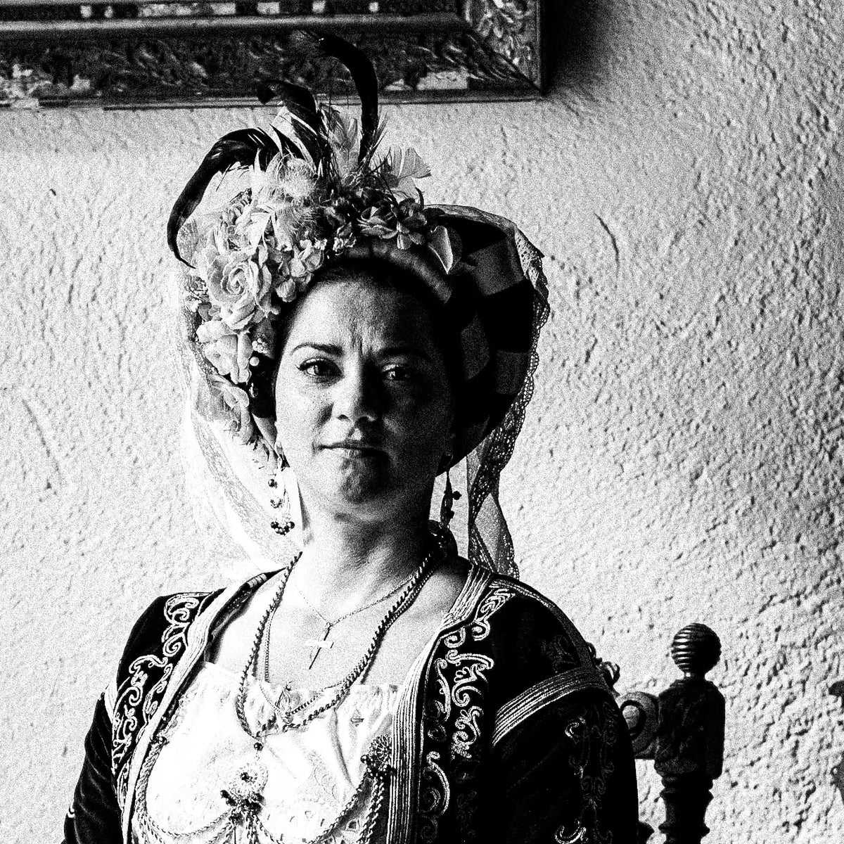 Black and White Photography Wall Art Greece | Costume of central Corfu island in a traditional home Ionian Sea by George Tatakis - detailed view
