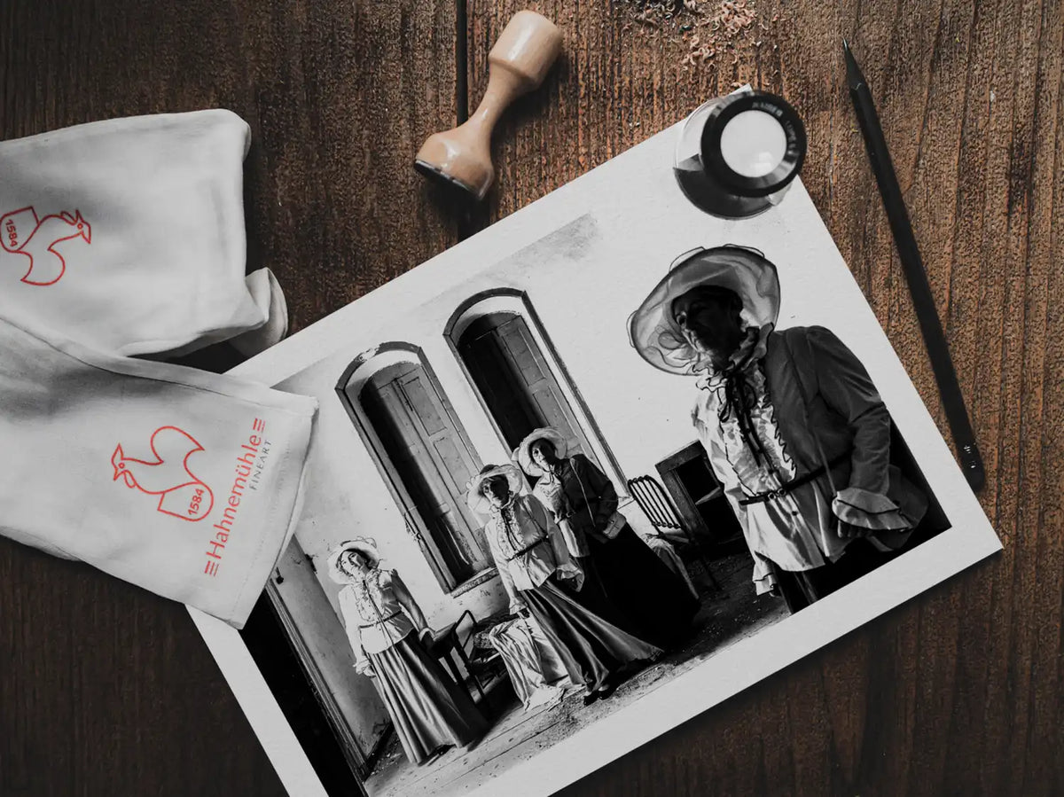 Black and White Photography Wall Art Greece | Kofinas costumes Leprosarium Chios island Greece by George Tatakis - photo print on table