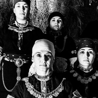 Black and White Photography Wall Art Greece | Costumes of Prespes at a local barn W. Macedonia by George Tatakis - detailed view