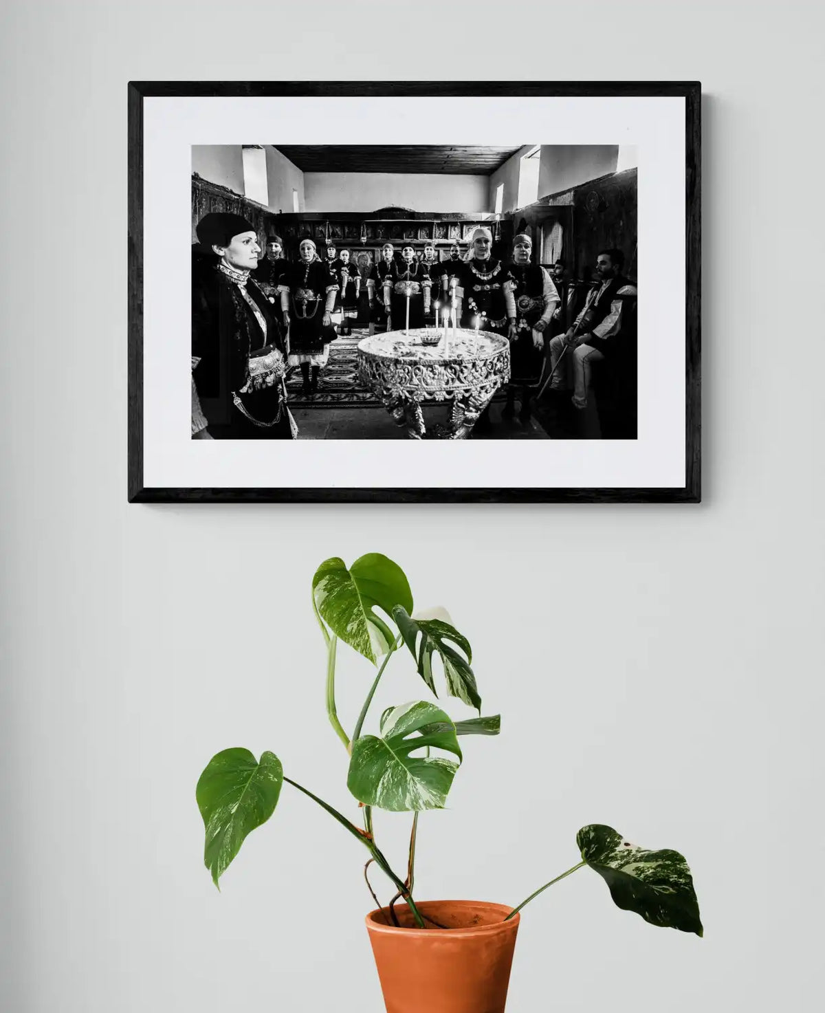 Black and White Photography Wall Art Greece | Costumes of Prespes at a local church W. Macedonia by George Tatakis - single framed photo