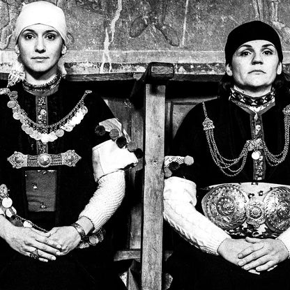 Black and White Photography Wall Art Greece | Costumes of Prespes at a local church W. Macedonia by George Tatakis - detailed view