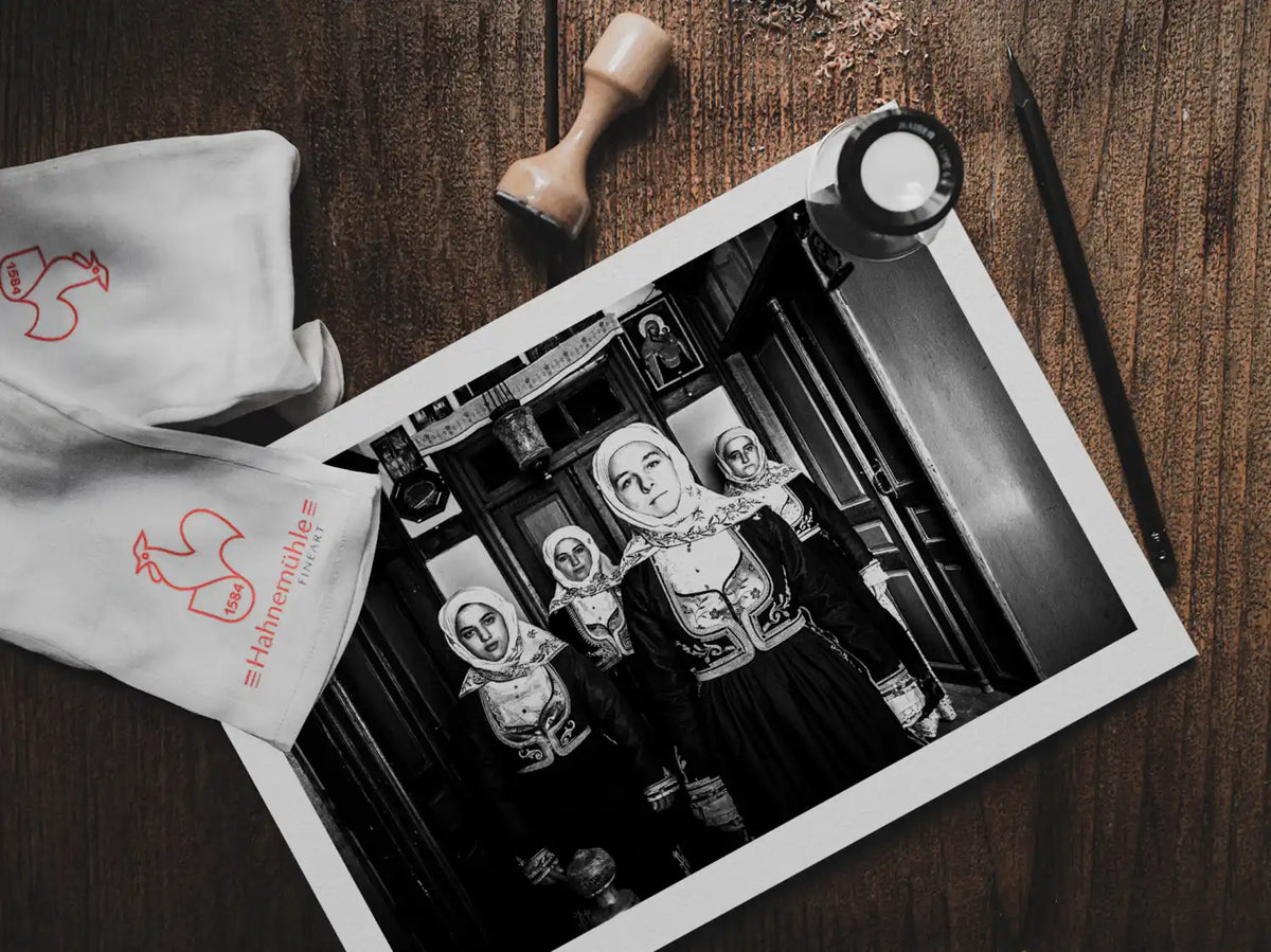Black and White Photography Wall Art Greece | Costumes of Geraki in a traditional home Lakonia Peloponnese by George Tatakis - photo print on table