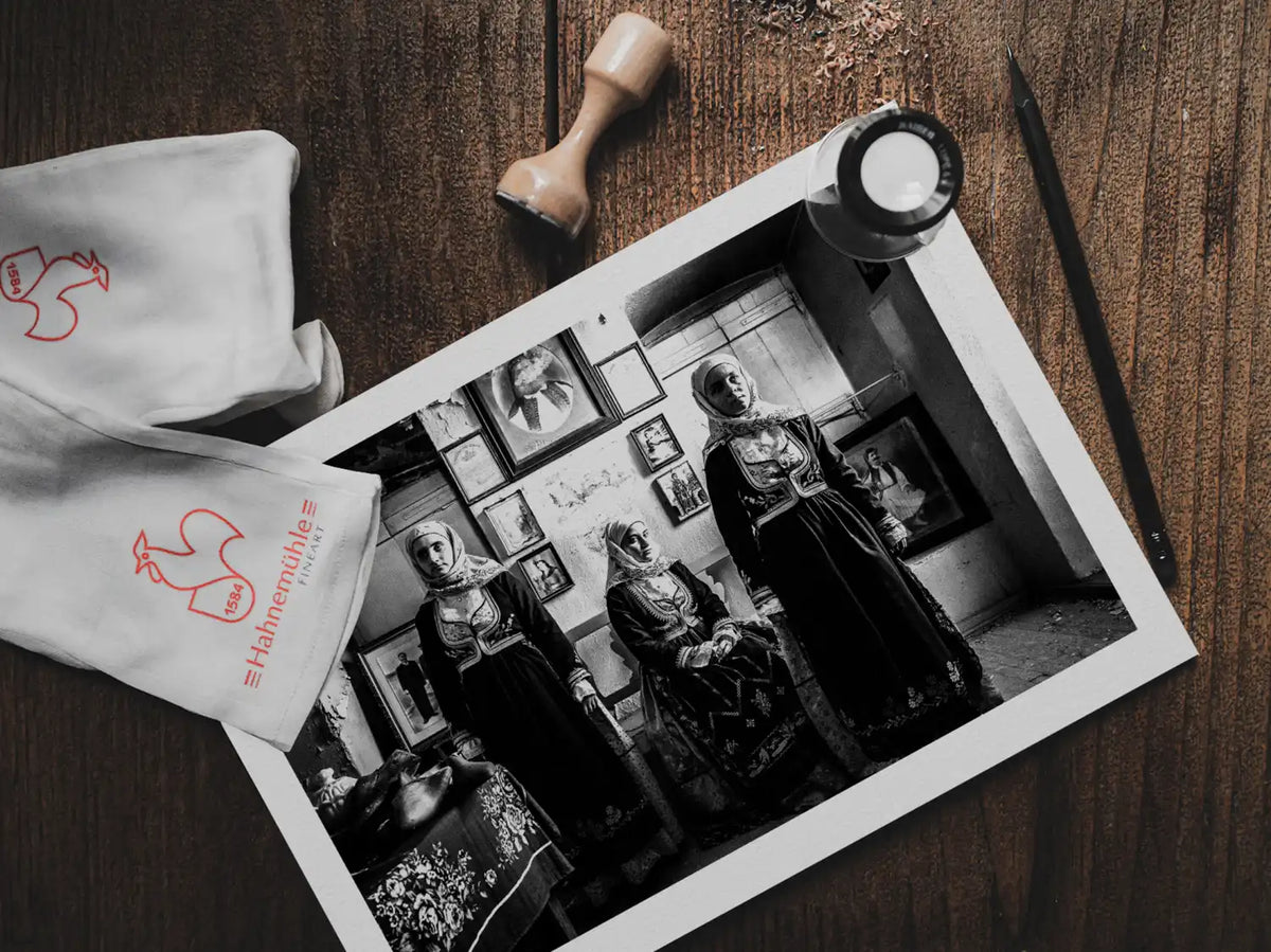 Black and White Photography Wall Art Greece | Costumes of Geraki in a traditional home Lakonia Peloponnese by George Tatakis - photo print on table
