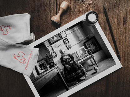 Black and White Photography Wall Art Greece | Costume of Geraki in a traditional home Lakonia Peloponnese by George Tatakis - photo print on table