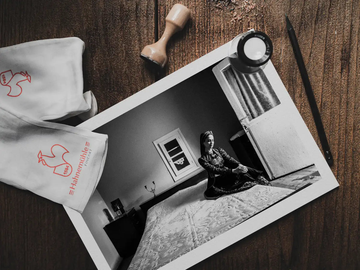 Black and White Photography Wall Art Greece | Kallarytes costume at Ioannina Epirus by George Tatakis - photo print on table
