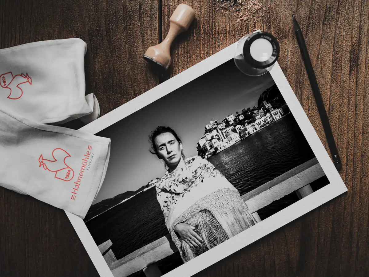 Black and White Photography Wall Art Greece | Costume of Kastellorizon island by the sea Dodecanese Greece by George Tatakis - photo print on table