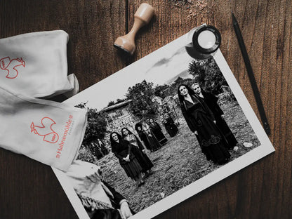 Black and White Photography Wall Art Greece | Costumes of Lefkada island at a backyard Ionian Sea by George Tatakis - photo print on table