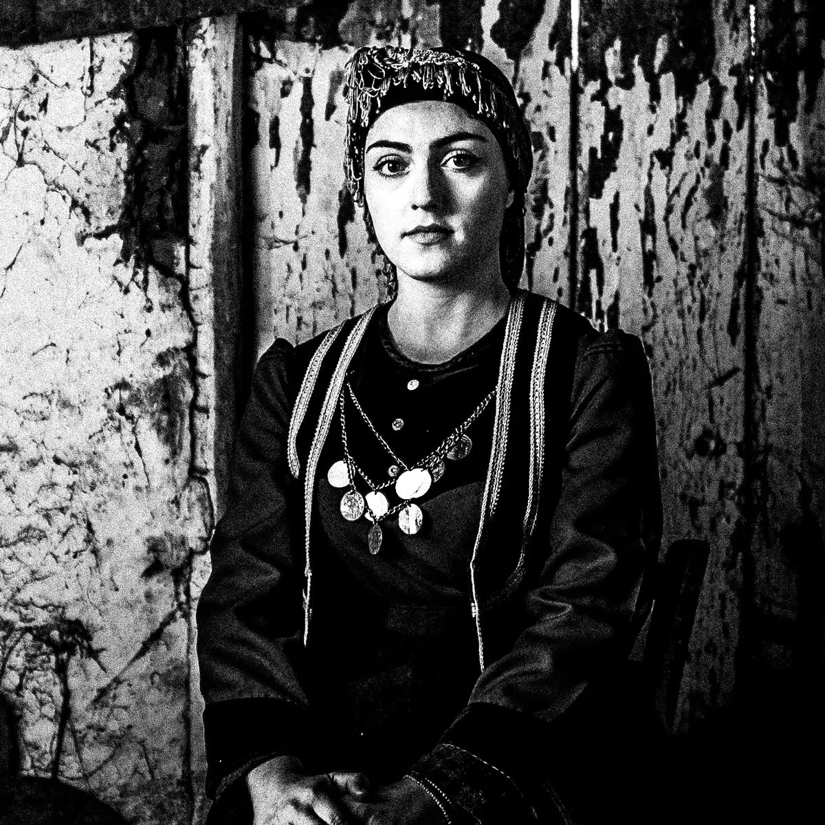 Black and White Photography Wall Art Greece | Rural costume of Kastoria in Lefki village W. Macedonia by George Tatakis - detailed view