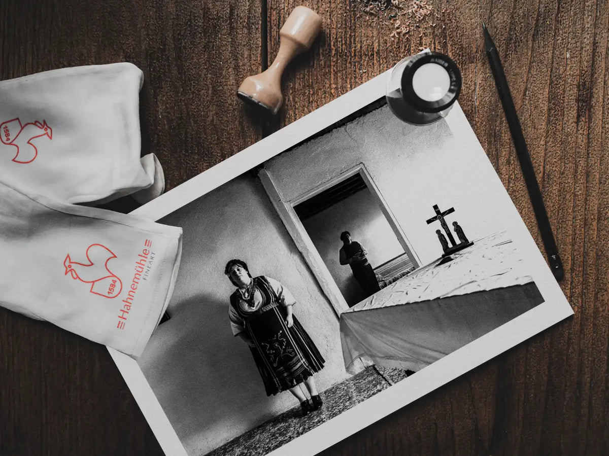 Black and White Photography Wall Art Greece | Husband & wife Mani Thrace by George Tatakis - photo print on table