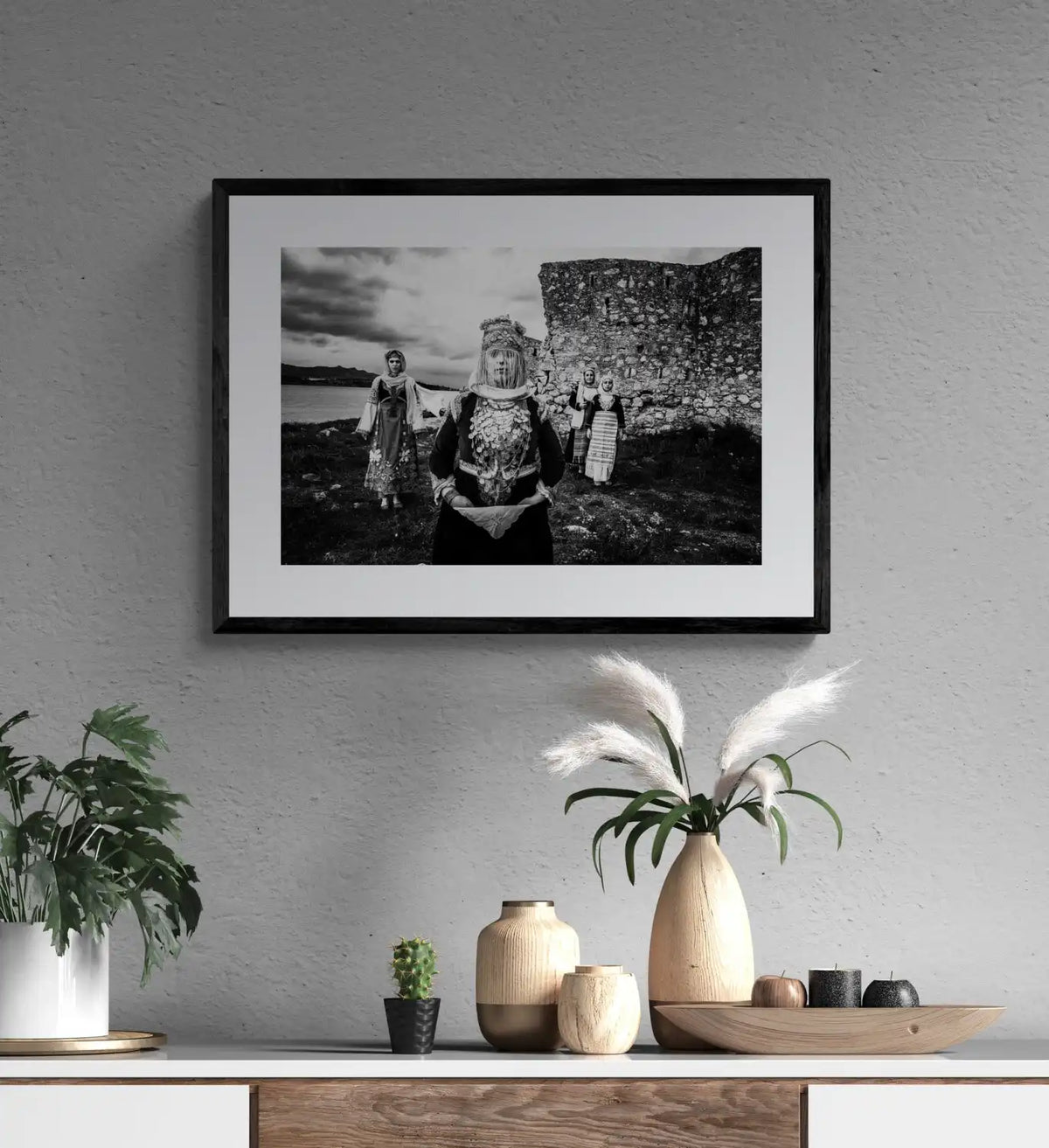 Black and White Photography Wall Art Greece | Costume of Megara Attica by George Tatakis - single framed photo