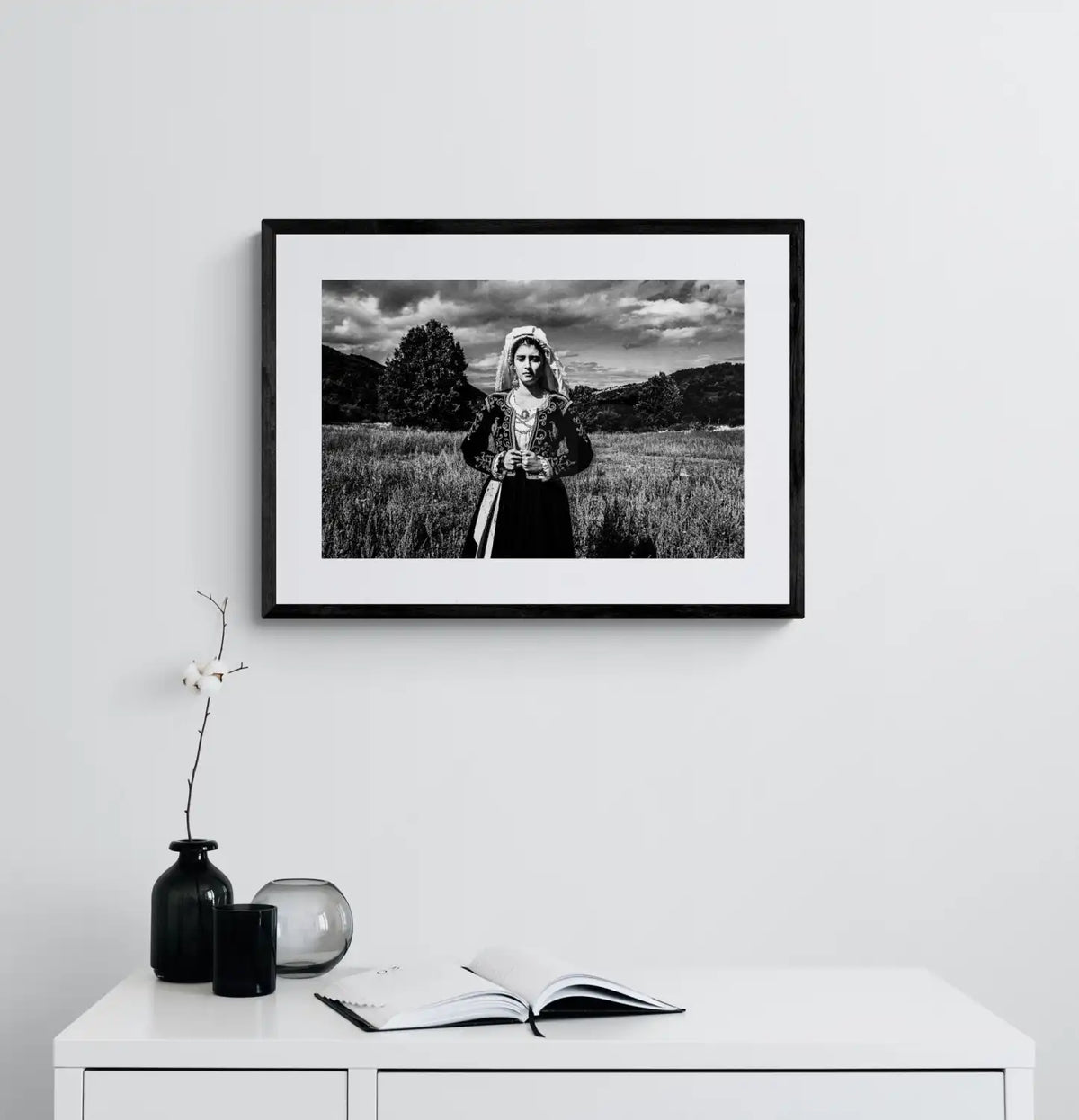 Black and White Photography Wall Art Greece | Costume of northern Corfu island in Palaea Perithea Ionian Sea by George Tatakis - single framed photo