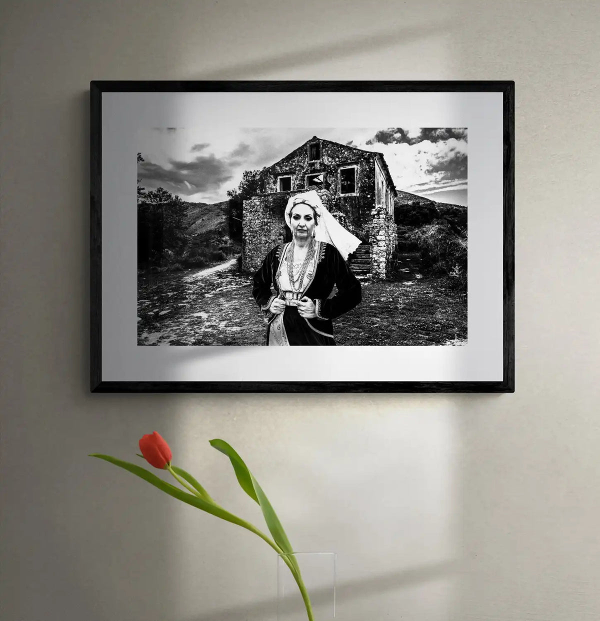 Black and White Photography Wall Art Greece | Costume of northern Corfu island in Palaea Perithea Ionian Sea by George Tatakis - single framed photo