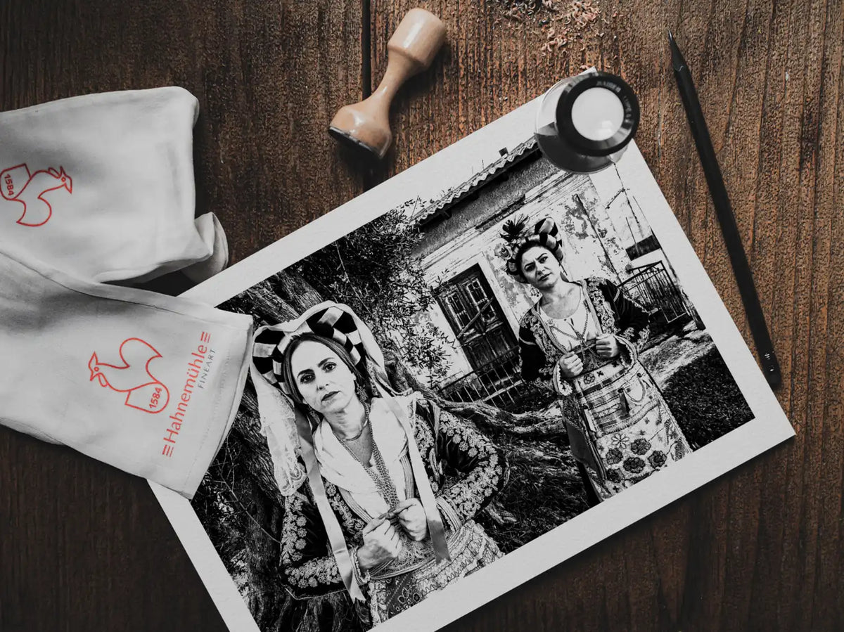Black and White Photography Wall Art Greece | Costumes of southern Corfu island at the village Korakades Ionian Sea by George Tatakis - photo print on table