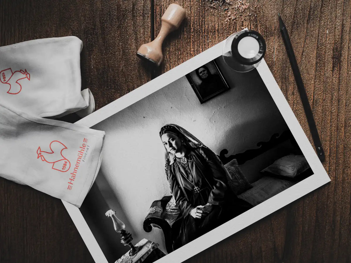 Black and White Photography Wall Art Greece | Costume of Platanos in a traditional local house Nafpaktos Aetoloacarnanea Greece by George Tatakis - photo print on table