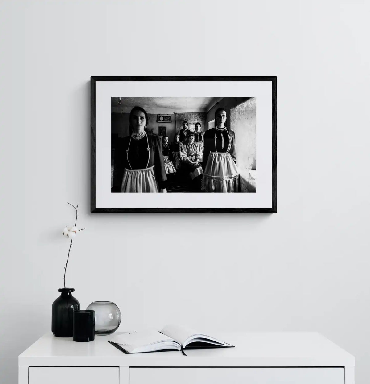 Black and White Photography Wall Art Greece | Costumes of Polypotamos Florina W. Macedonia by George Tatakis - single framed photo