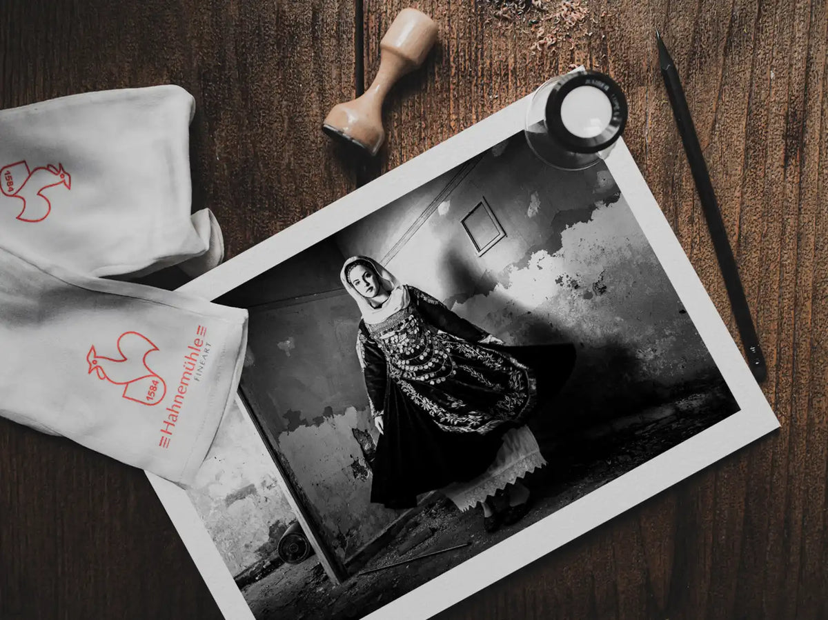 Black and White Photography Wall Art Greece | Bridal costume of Salamina Attica by George Tatakis - photo print on table