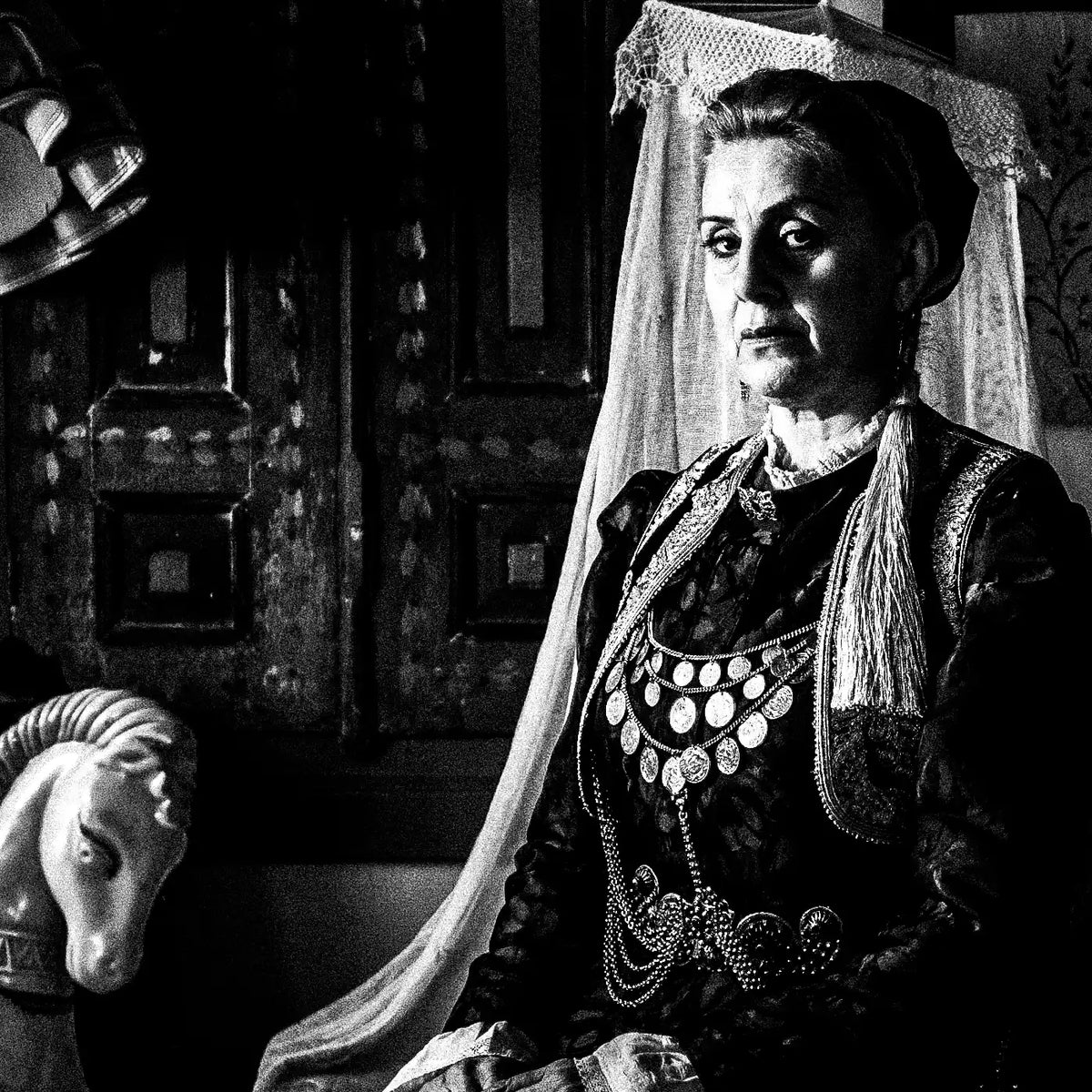 Black and White Photography Wall Art Greece | Costumes of Kozani Siatista Macedonia by George Tatakis - detailed view