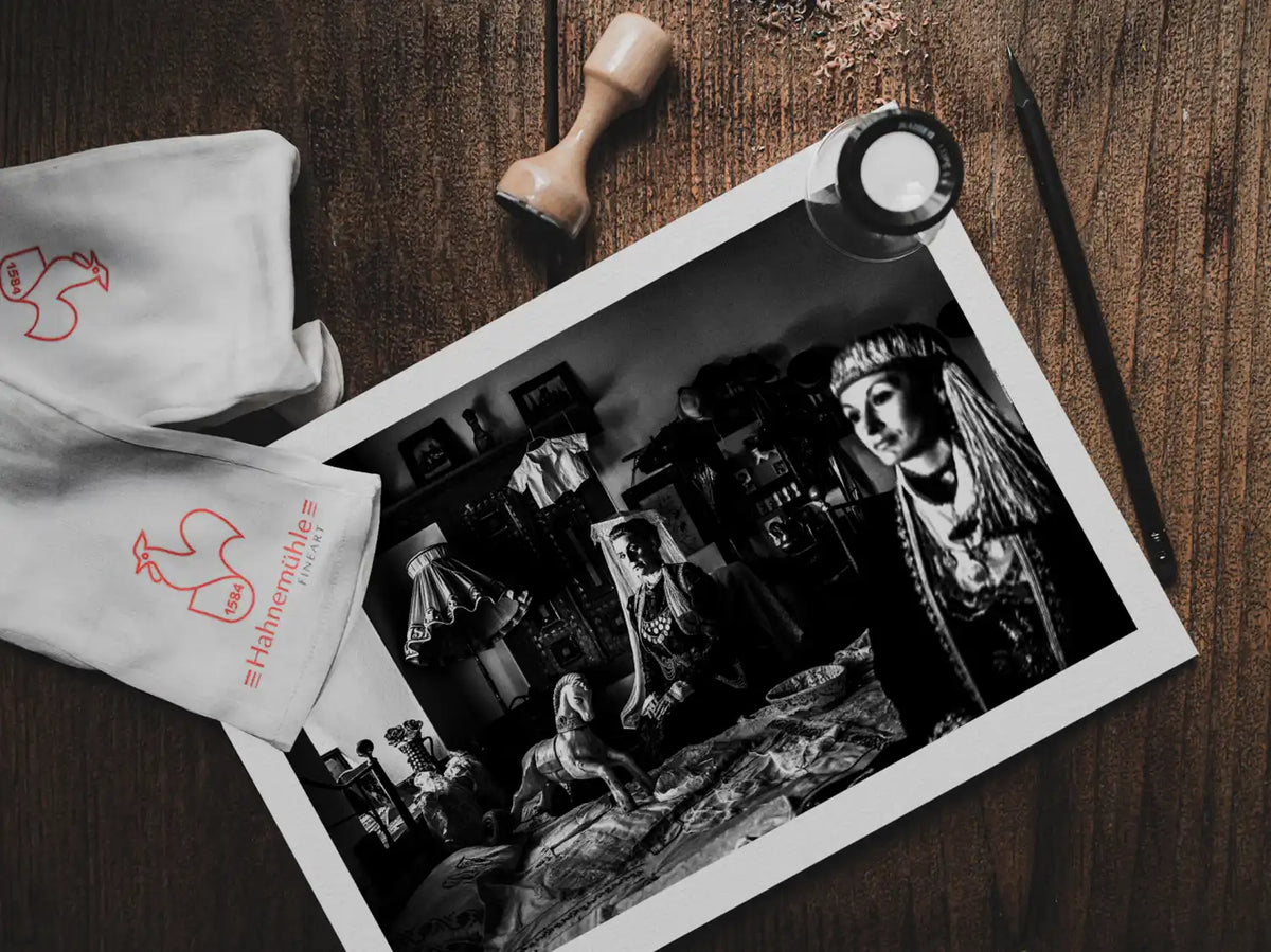 Black and White Photography Wall Art Greece | Costumes of Kozani Siatista Macedonia by George Tatakis - photo print on table