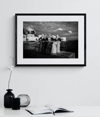 Black and White Photography Wall Art Greece | Bouboulina dresses in Spetses island Saronic gulf by George Tatakis - single framed photo