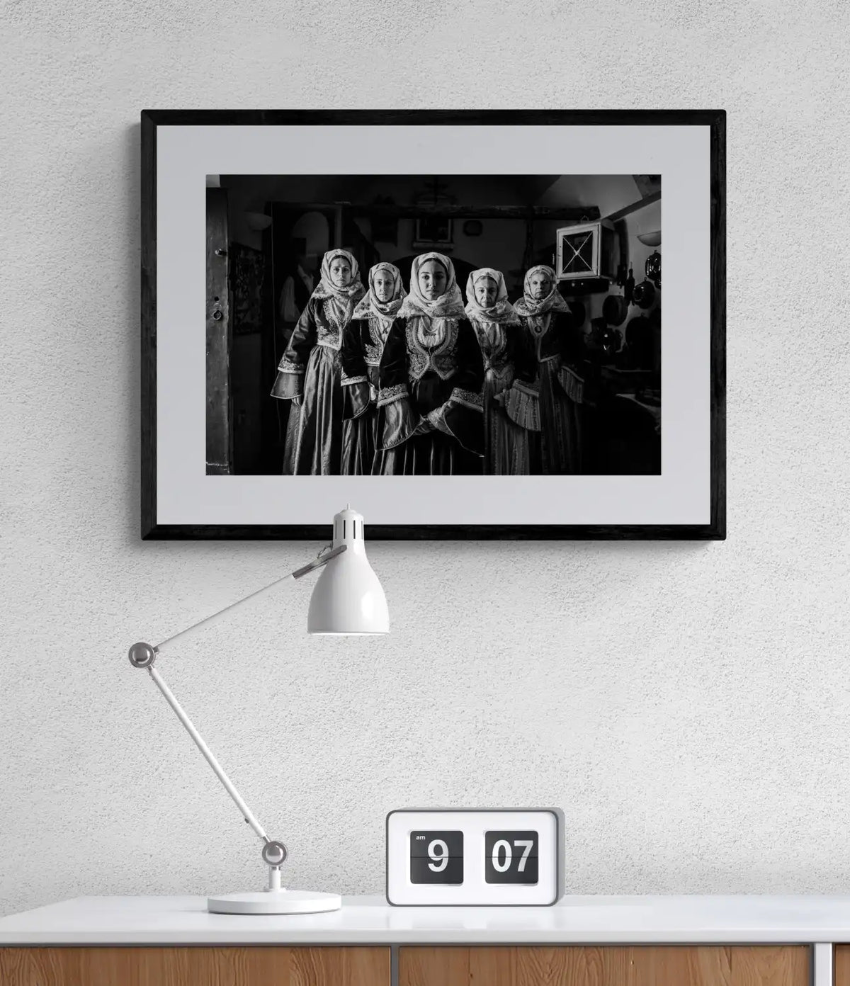 Black and White Photography Wall Art Greece | Bouboulina dresses in Spetses island Saronic gulf by George Tatakis - single framed photo