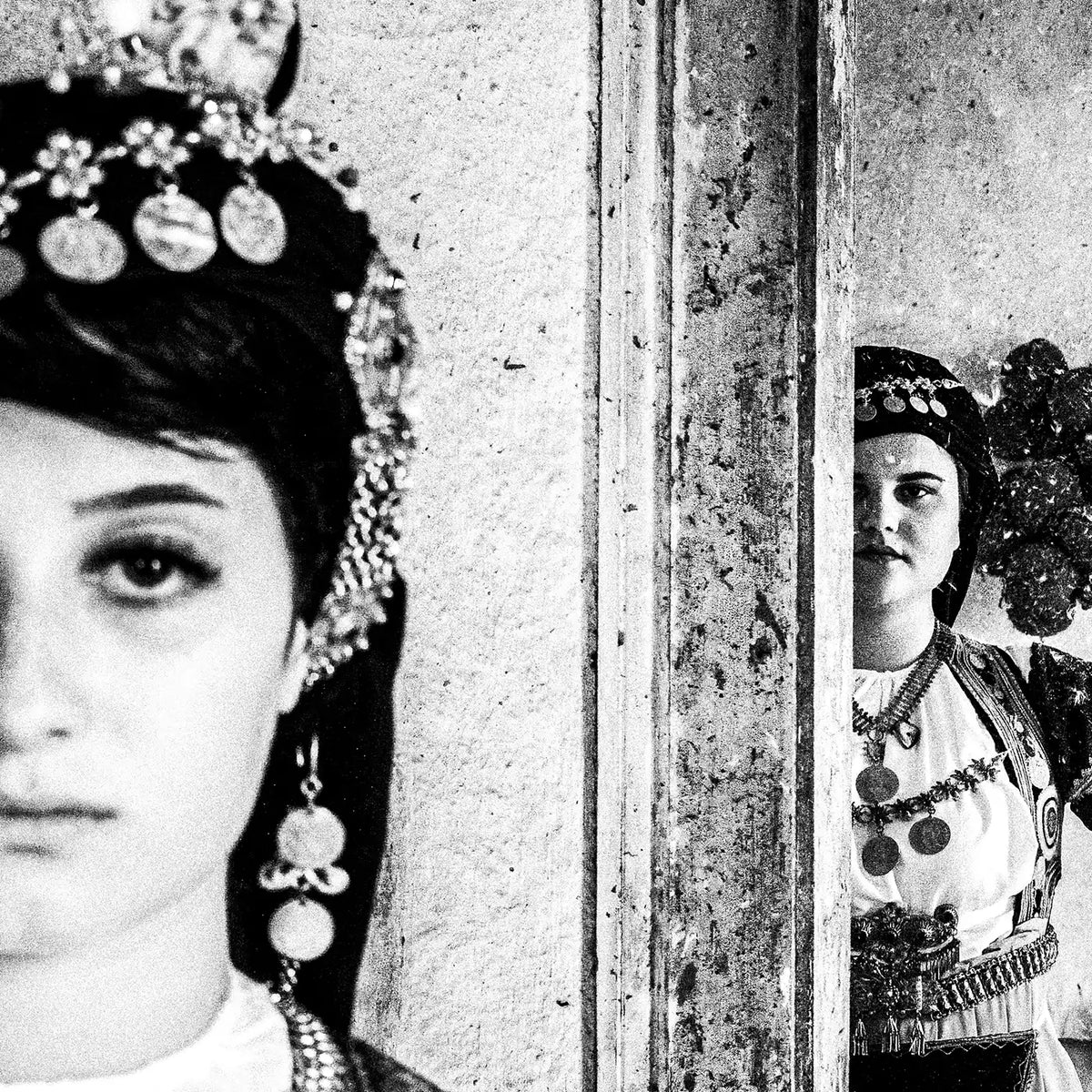 Black and White Photography Wall Art Greece | Karagouna dresses in Glinos Trikala Thessaly by George Tatakis - detailed view