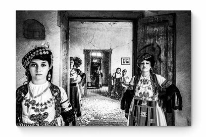 Black and White Photography Wall Art Greece | Karagouna dresses in Glinos Trikala Thessaly by George Tatakis - whole photo