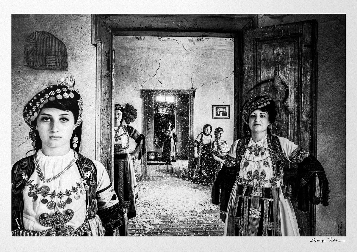 Black and White Photography Wall Art Greece | Karagouna dresses in Glinos Trikala Thessaly by George Tatakis