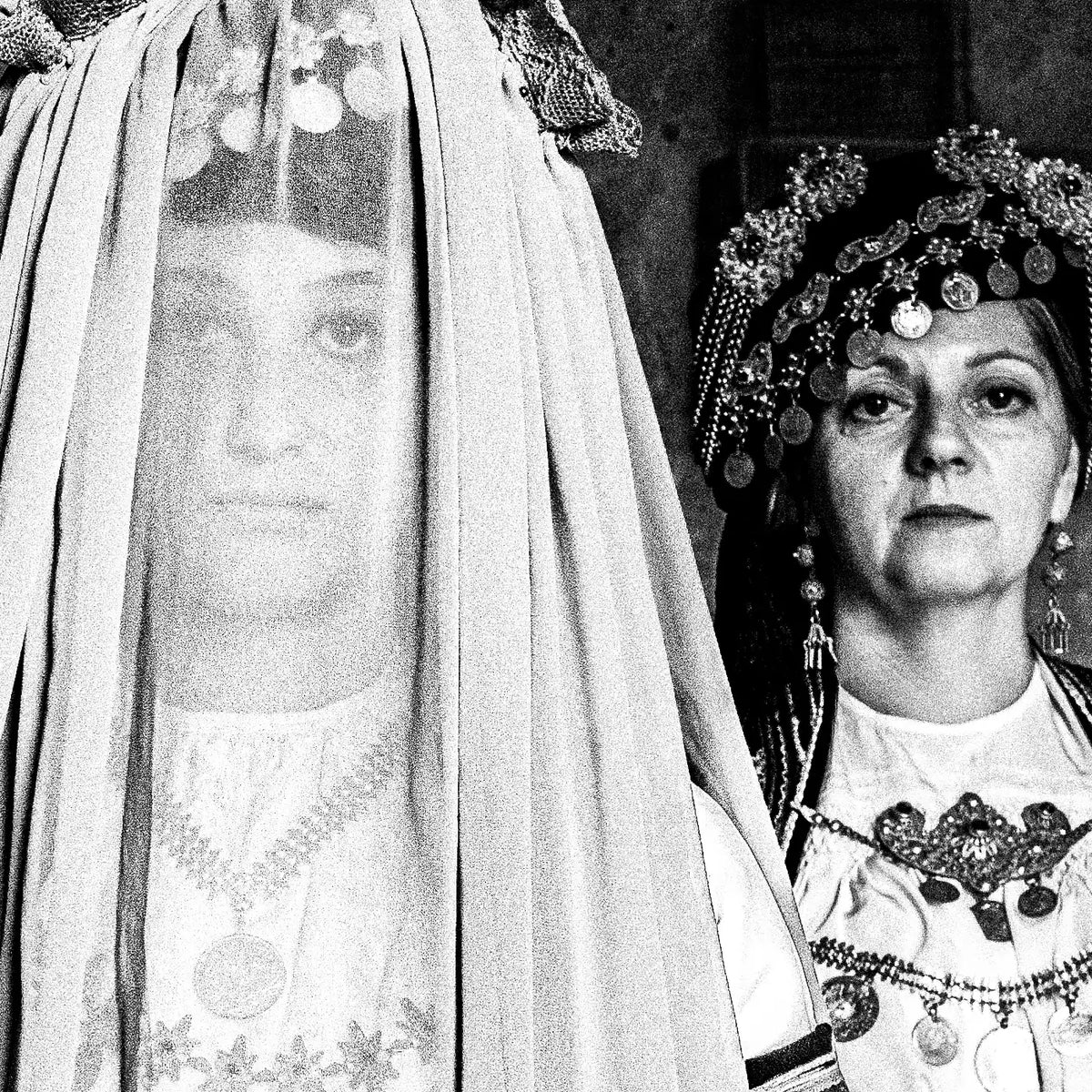 Black and White Photography Wall Art Greece | Karagouna bridal dresses of Trikala in Glinos Thessaly by George Tatakis - detailed view
