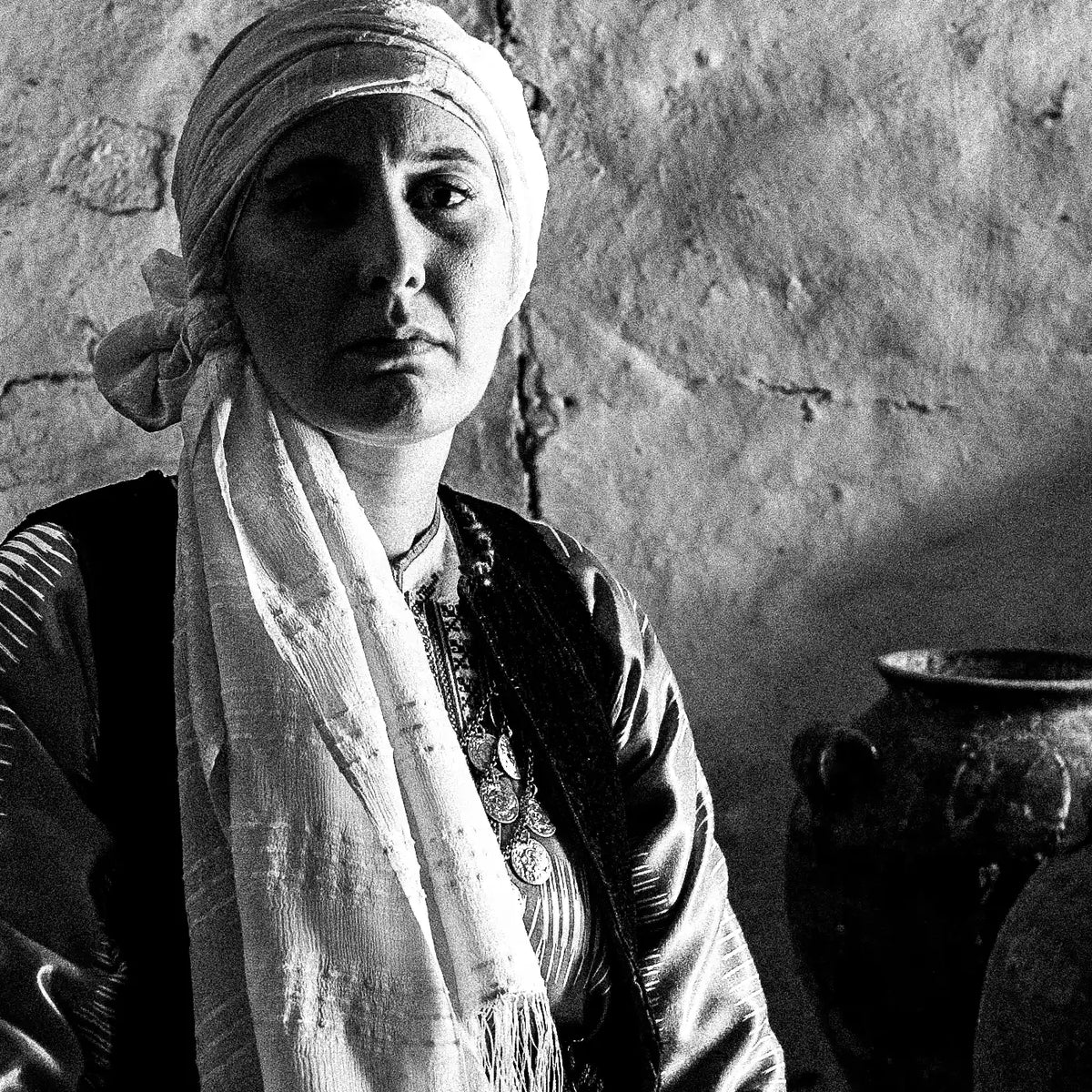 Black and White Photography Wall Art Greece | Costume of Vamvakou in a traditional home Lakonia Peloponnese by George Tatakis - detailed view