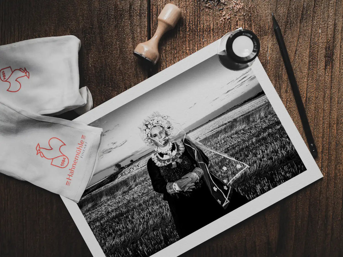 Black and White Photography Wall Art Greece | Bride in Vyssa Thrace by George Tatakis - photo print on table