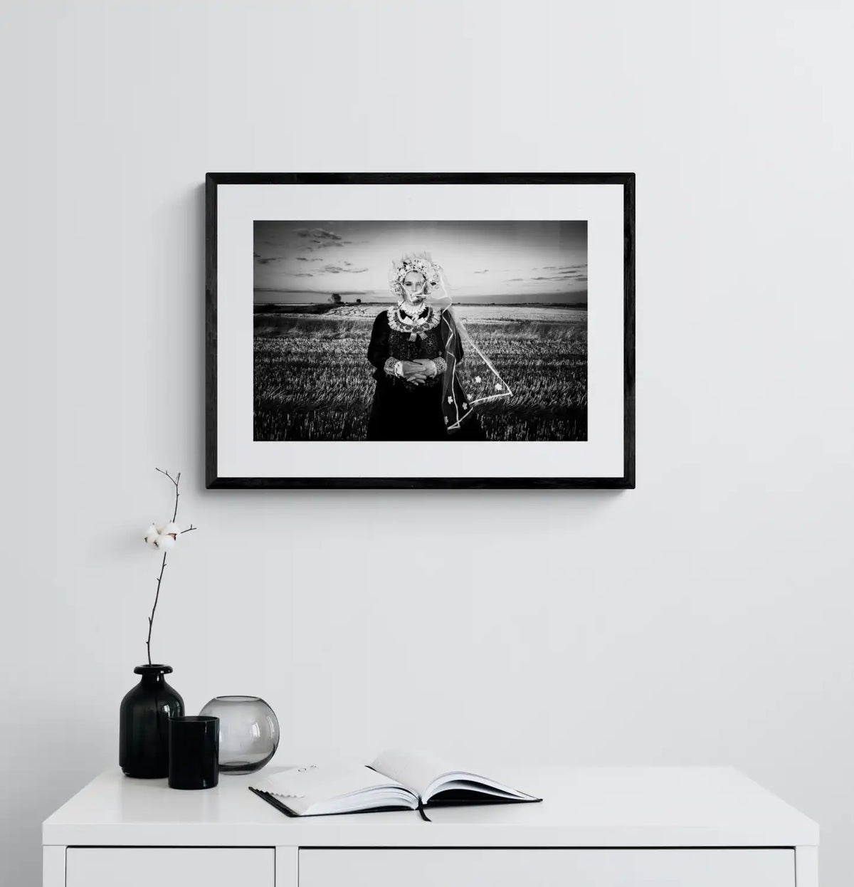 Black and White Photography Wall Art Greece | Bride in Vyssa Thrace by George Tatakis - single framed photo