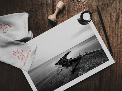 Black and White Photography Wall Art Greece | Diafani port Olympos Karpathos Dodecanese by George Tatakis - photo print on table