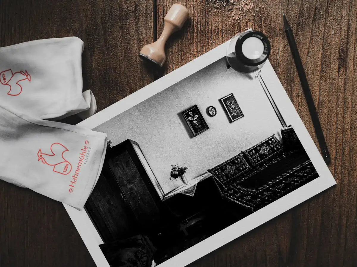 Metsovo, Epirus, Greece | House Interior | Black-and-White Wall Art Photography - print on table
