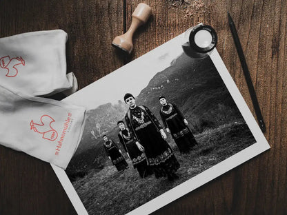 Zagori, Epirus, Greece | Costumes at Agios Minas | Black-and-White Wall Art Photography - print on table