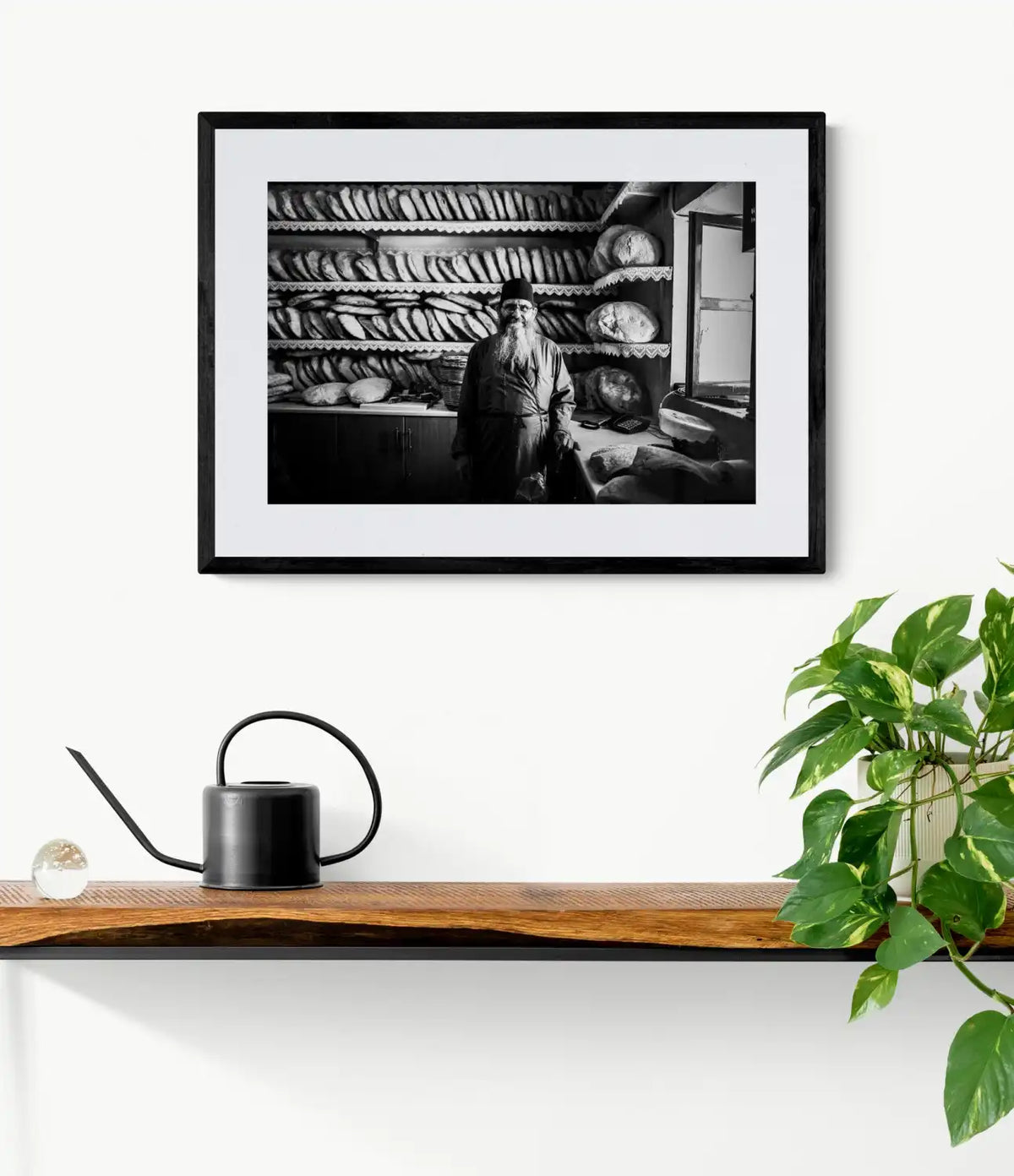 Black and White Photography Wall Art Greece | Priest in Amorgos Cyclades by George Tatakis - single framed photo