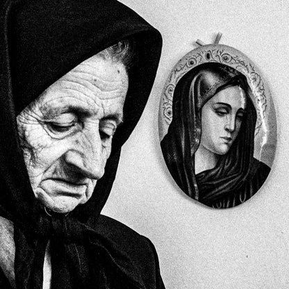 Black and White Photography Wall Art Greece | Lady in Anogia working with a spinning wheel Crete by George Tatakis - detailed view