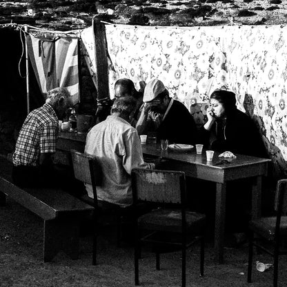 Black and White Photography Wall Art Greece | Dawn on Saria island after celebration of St. Zacharias Olympos Karpathos Dodecanese by George Tatakis - detailed view