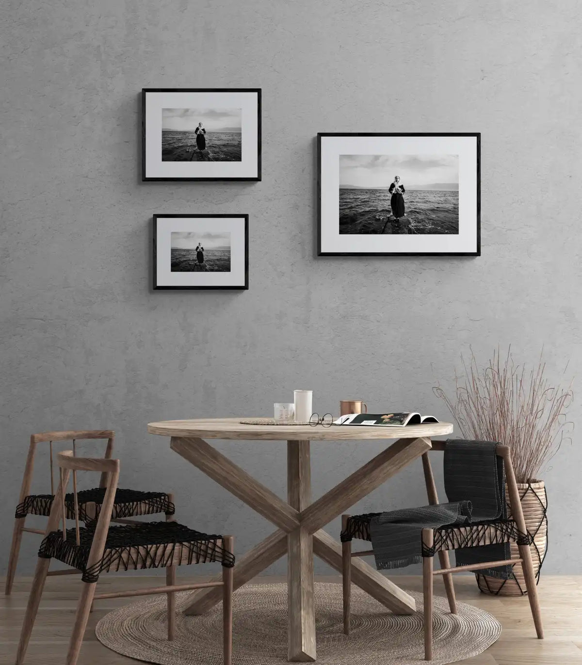 Black and White Photography Wall Art Greece by George Tatakis | A woman in the costume of Kymi, Euboea island - framing options