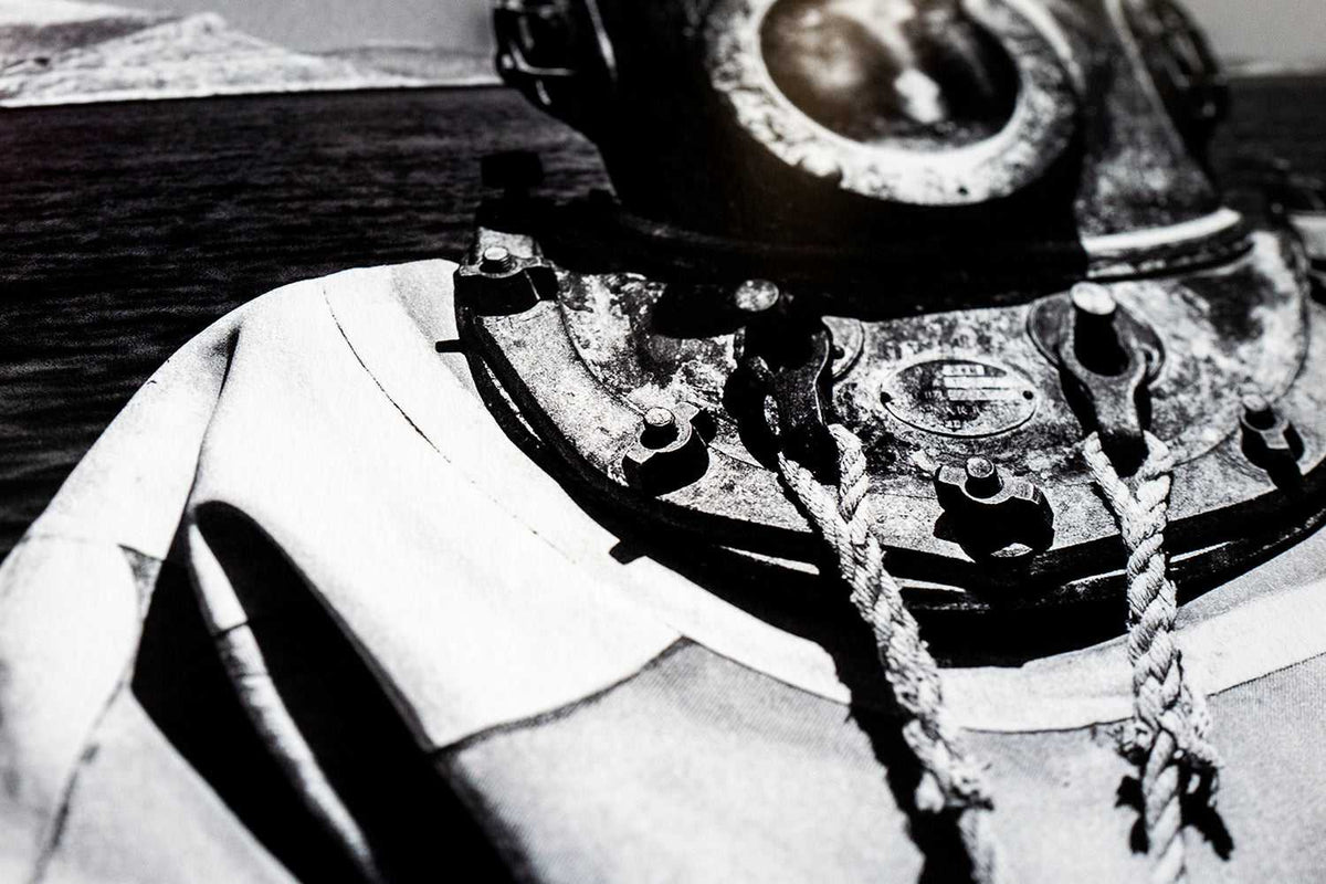 Close-up of a black-and-white photographic print by George Tatakis