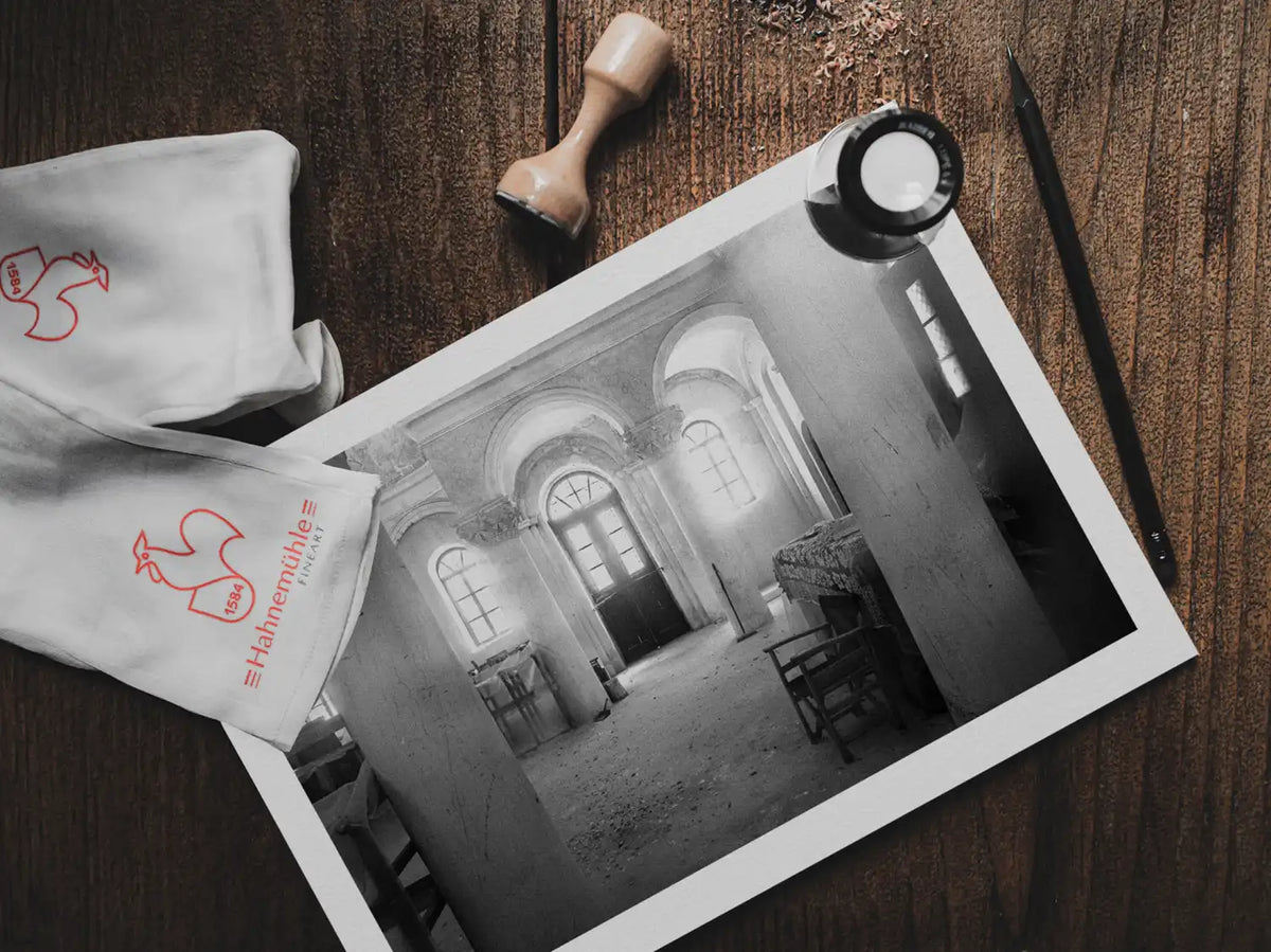 Black and White Photography Wall Art Greece | Church interior in Kastellorizon Dodecanese by George Tatakis - photo print on table