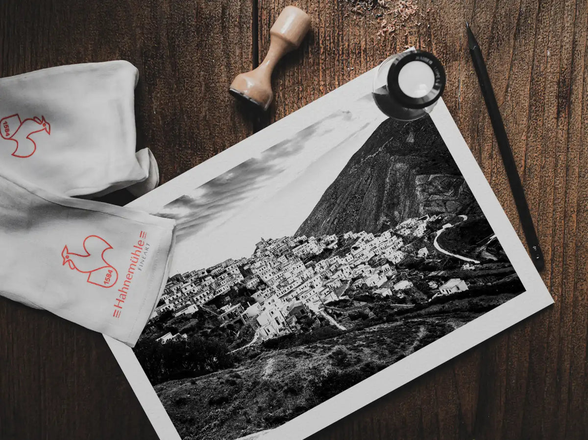 Black and White Photography Wall Art Greece | The village of Olympos Karpathos Dodecanese by George Tatakis - photo print on table