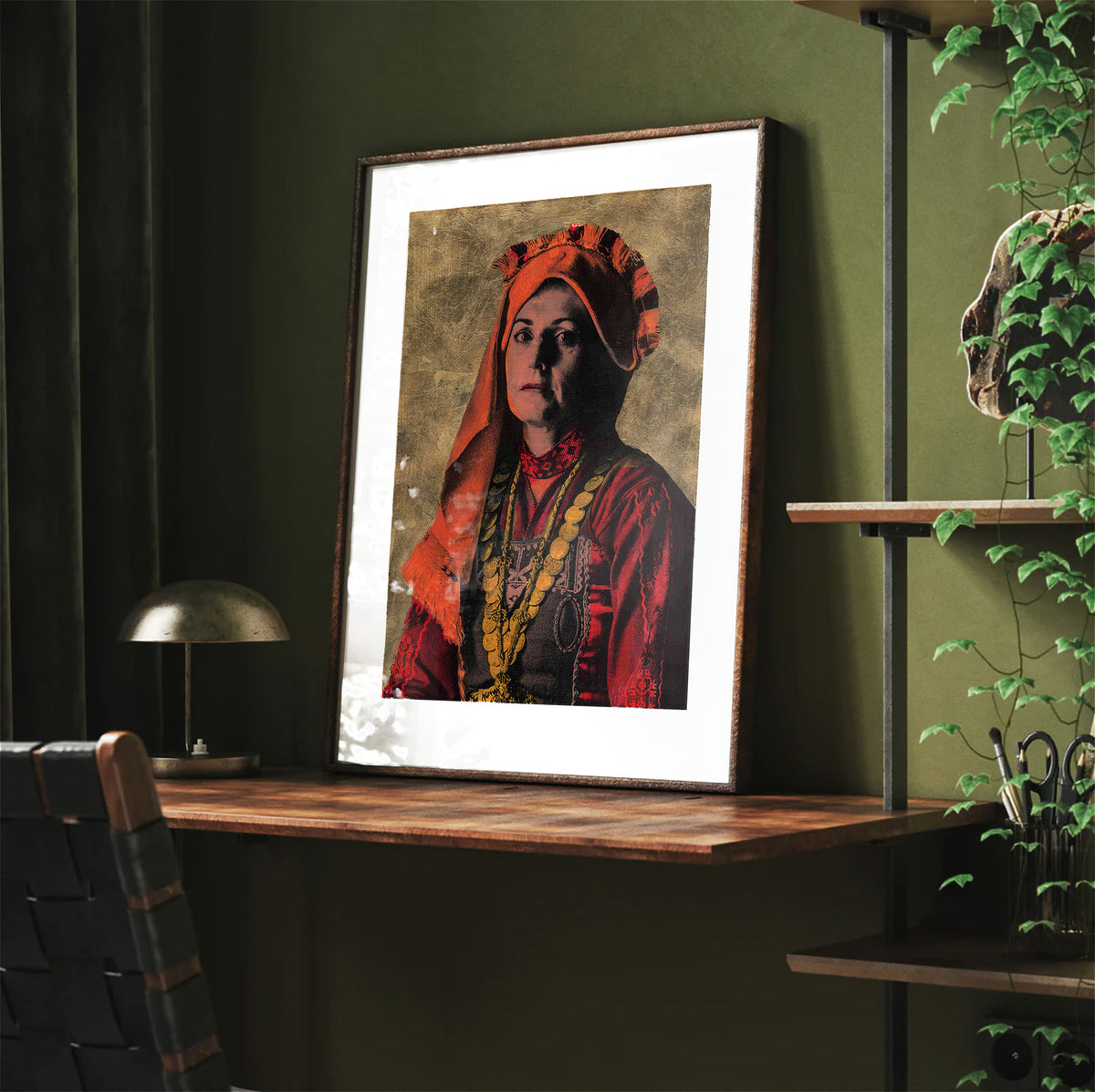 Painting Pop Art Wall Art from Greece | Golden Mani Costume from Evros, Thrace, by George Tatakis - Framed poster