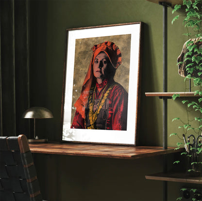Painting Pop Art Wall Art from Greece | Golden Mani Costume from Evros, Thrace, by George Tatakis - Framed poster
