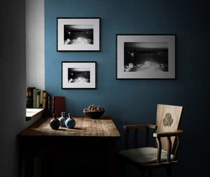 Caldera at night in Oia | Santorini | Chorōs | Black-and-white wall art photography from Greece - framing options